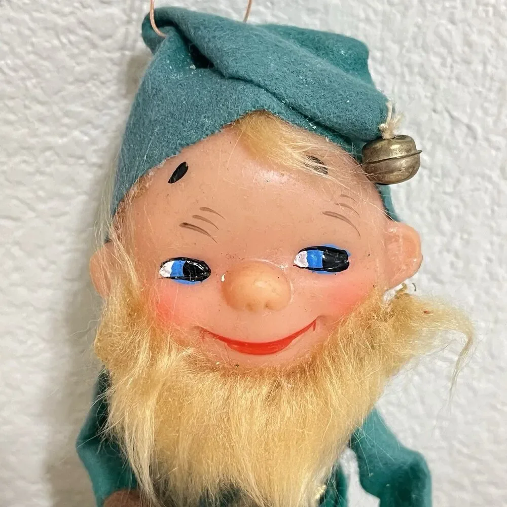 Vintage Knee Hugger Bearded Elf Doll Christmas Ornament Japan
